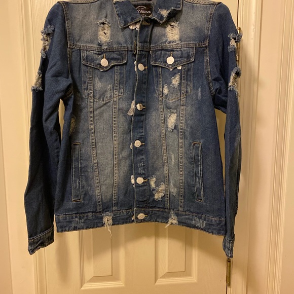 Mens Distressed Denim Jacket - Picture 7 of 7